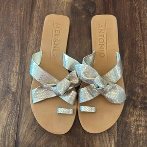 Antonio Melani leather cross strap with bow sandal